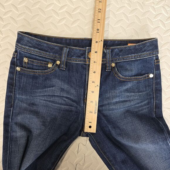Tory Burch Bootcut Jeans Womens 25 Classic Tory Logo Low Rise Y2K Style Designer - Picture 10 of 13